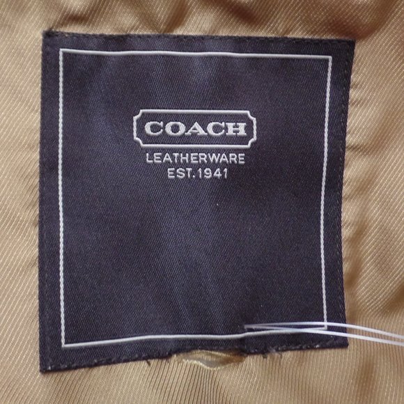 Coach Women's Bone Colored Quilted Puffer Jacket W Brown Leather Trim Snap Up S - Picture 4 of 10